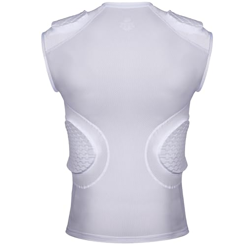 TUOY Adult Rib Chest Protector, New Version - Padded 5 Pads Baseball Football Lacrosse Rib Heart Sternum Guard - color: White, size: XX-Large