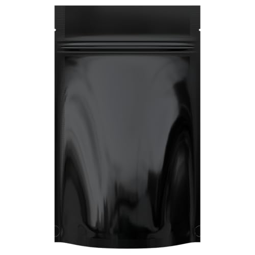 Mylar Style Barrier Bags – Zipper w/Heat Seal – 100 Bags (Gloss Black/Gloss Black, 1/4 Ounce - 4?x6.5?x1.78?) - color: Gloss Black / Gloss Black, size: 4x6.5x1.78 Inch (Pack of 100)
