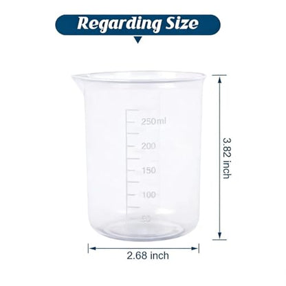6-Pack Plastic Graduated Lab Beakers, 250ml & 300ml Mixing Measuring Cups, Transparent PP for Science, Kitchen, DIY & Education - style: 250 ML/300ML