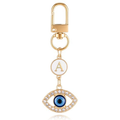 XGALBLA Small Evil Eye Keychains Initial Letter Key Chains for Women Men Car Key Bag Purse Charm- Good Luck Amulet Protection - color: Evil Eye 2-a