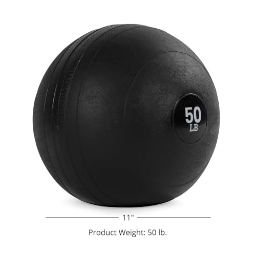 Titan Fitness Rubber Slam Ball, Dead Weight Ball Absorbs Impact, Minimal Bounce, Textured Surface for Strength and Conditioning, Cardio Workouts, Full Body Workout - style: 50 LB