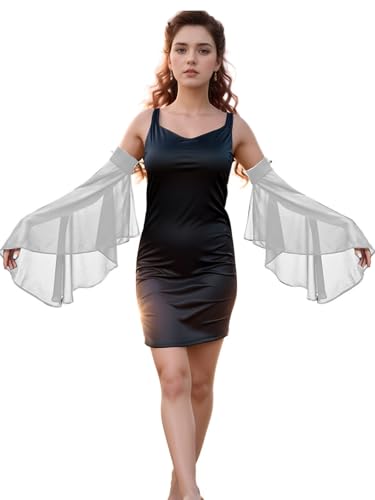 Detachable Sleeves for Wedding Dresses Chiffon Bell Sleeve Arm Covers Victorian Gothic Bridal Gown Accessories - color: White