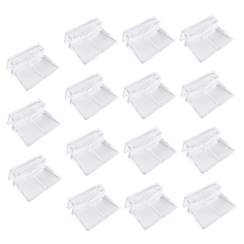 VANZACK 15pcs Acrylic Fish Tank Stand Clips Tank Divider Mounting Brackets for Goldfish Betta Cover Support Frame - size: 5.5X4X1.8CM