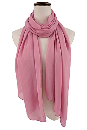 YOUR SMILE for Women Lightweight Breathable Solid Color Soft Chiffon Long Fashion Scarves Sun-proof Shawls Wrap - color: Pink