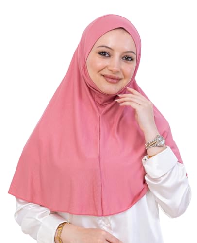 Prien Easy To Wear Hijab For Women, Muslim Instant Turban With Niqab, Islamic Clothes, Soft Scarf For Prayer, Abaya, Khimar - color: Dusty Rose