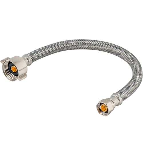 Eastman 9 Inch Flexible Toilet Connector, 7/8 Inch Ballcock x 3/8 Inch Compression, Stainless Steel Braided Hose, 48087 - size: 9 in. L x 7/8 in. B/C x 3/8 in. Comp