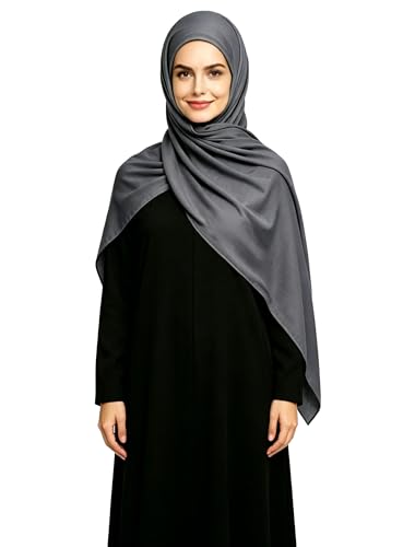 Lina & Lily Non-see-through Premium Jersey Maxi Hijab Head Scarf Wrap for Muslim Women - color: Dark Gray