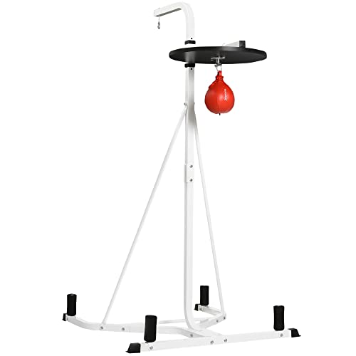 GOWE 2 in 1 Punching Bag Stand, Adjustable Height Heavy Bag Stand with Weighted Base and Speed Bag, Freestanding for Home Gym
