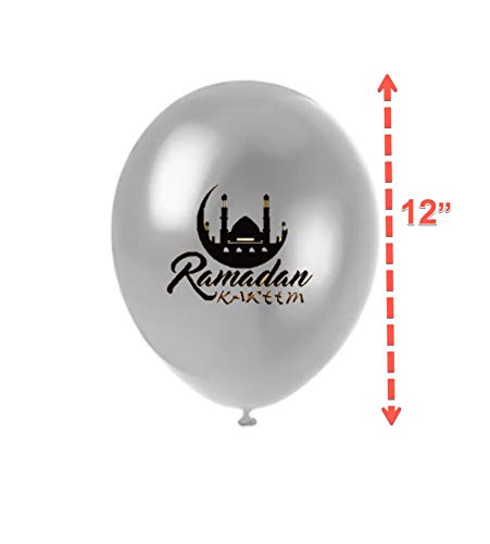 Ramadan Kareem Eid Mubarak Decorations Bunting Latex Balloons Moon Star Decor Islamic EID Party Iftar Party Decor Latex Balloons 12" each (50pcs/set)