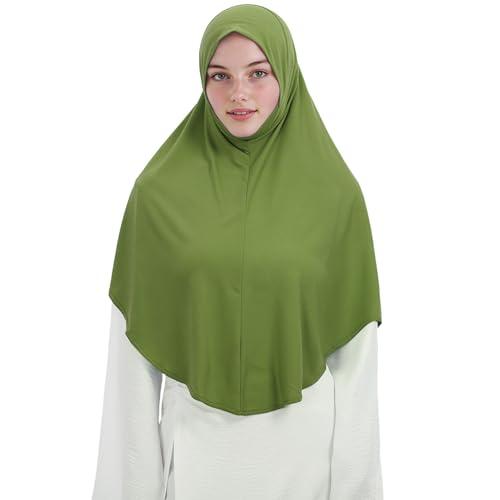 Instant Hijab for Women Muslim Stretchy Prayer Hijab Islamic Headscarf - color: Light Green