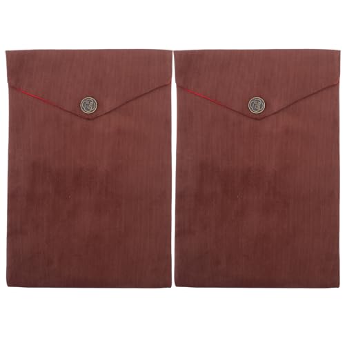 Amosfun 2pcs Bible Carry Pouch Set, Portable Folding Scripture Bags Made of Corduroy with Traditional Tibetan Patterns, Elegant Coffee Colored Religious Text Organizers for Pilgrimage