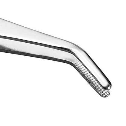 5-1/2 Inch Stainless Steel Tweezers with Curved Serrated Tip Multipurpose Forceps for Craft Repairing 2 Pack - size: 5-1/2 Inch