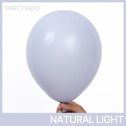 PartyWoo 더스티 블루 풍선 140피스 다양한 사이즈 팩 45.7cm(18인치), 30.5cm(12인치), 25.4cm(10인치), 12.7cm(5인치), 슬레이트 블루 보헤미안 뉴트럴 풍선 아치 키트, 베이비 샤워, 졸업 고양이 토네이도, 생일 파티 장식, 블루-F51 - color: 블루-f51