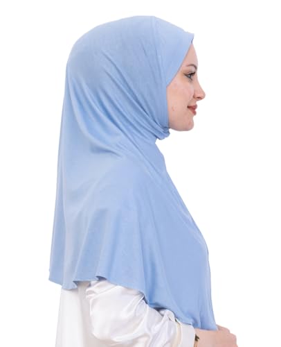 Prien Ready Hijab For Women, One Piece Muslim Instant Turban, Easy To Wear Long Head Scarf, Turkish Islamic Clothes For Abaya - color: Light Blue