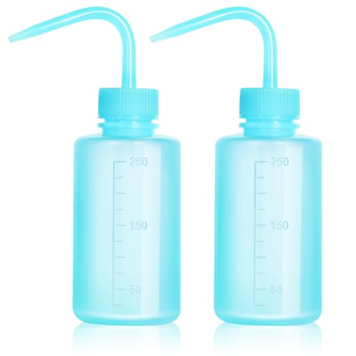 Melphoe Tattoo Wash Bottle Squeeze, 2Pcs 250ml Water Squirt Bottle Succulent Watering, Safety Rinse Watering Tools, Tattoo Supplies, Irrigation Sprinkling Can Wash Plant (Blue) - color: Blue, size: 8.5 Ounces