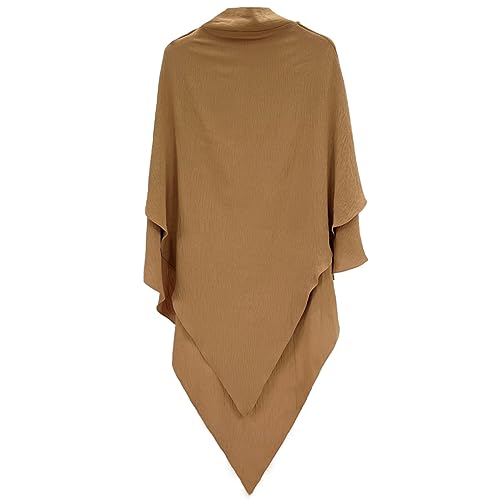 khalat Womens Muslim Prayer Dress Front Zipper Kaftan Islamic Robe Modest Solid Abayas for Women Muslim - color: Khaki+hijab