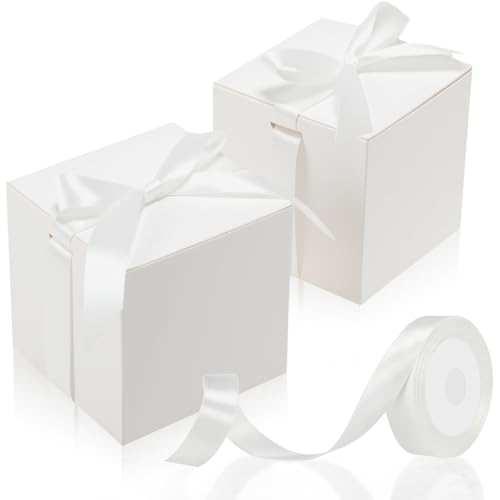 MotiMind 48 Pcs Wedding Gift Boxes with Lids Ribbon,White,2 Inch - color: White, size: 2 inch