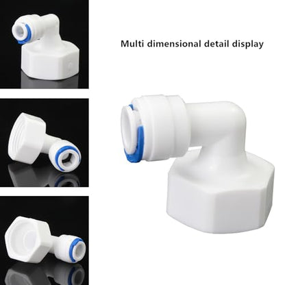 3/4"F Elbow to 1/4" Push-Fit Adapter, 3 Pcs | Plastic RO water filter hose connector for garden hoses, pre-filters & purifiers — fits RO/RODI & standard filters. - style: 1/4” Tube to 3/4” Female Thread Elbow