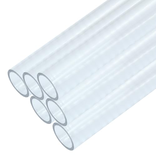 Piutouyar 6 Pcs Round Clear Rigid Tubing Pipe, 0.31 Inch (8 mm) ID x 0.39 Inch (10 mm) OD x 12 Inch (305 mm) Length Rigid Tubing Plastic Polycarbonate Tube - size: 8mmx10mm