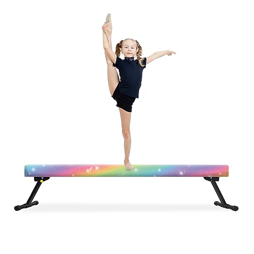 EL&IT·Wings 8FT Gymnastic Balance Beam for Kids, Adjustable Balance Beam with Leg, High and Low Level Floor Beam, Gymnastics Equipment for Home and Gym Center, Colorful