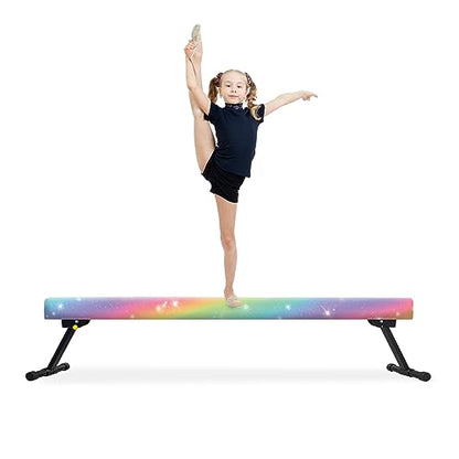 EL&IT·Wings 8FT Gymnastic Balance Beam for Kids, Adjustable Balance Beam with Leg, High and Low Level Floor Beam, Gymnastics Equipment for Home and Gym Center, Colorful