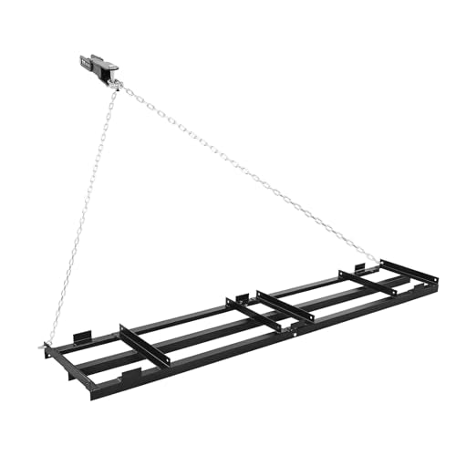 VEVOR Drag Harrow, 96 x 20 in, Tow-Behind Driveway Grader with Adjustable Width & 50lbs Load Capacity, Heavy Duty Lawn Leveling Rake, Galvanized Steel Gravel Driveway Drag, Fits ATVs UTVs Tractors - size: 8 FT- Black