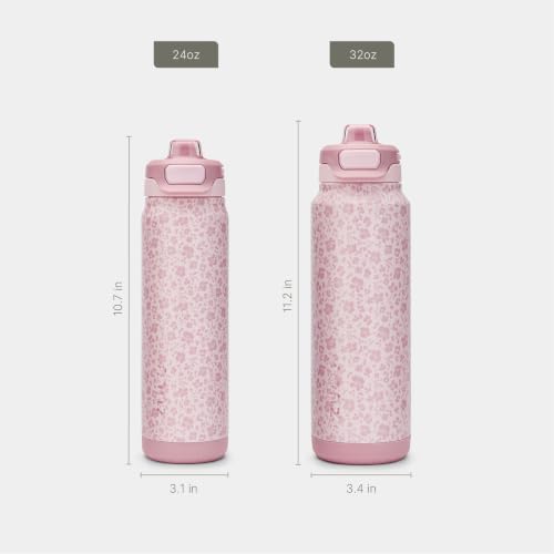 ZULU Powerfill Pro 24oz Stainless Steel Water Bottle - You're Wild Flower - color: Primrose Pink, style: 24oz