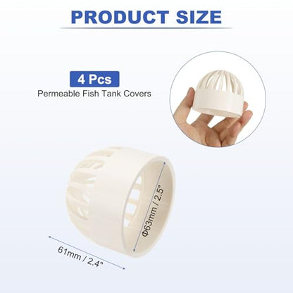 PATIKIL 2.5 Inch (63mm) Fish Cover Permeable Cap, 4 Pcs PVC Breathable Cap Aquarium Guard Fish Tank Intake Cover, White - color: White, size: 2.5Inch(63mm)