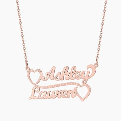 10K/14K/18K Solid Gold Name Plate Necklace,Real Gold Customized Name Necklace with Birthstone for Women,Personalized 1-4 Nameplates Necklaces Birthday for Her Girls - color: Style 7:2 name