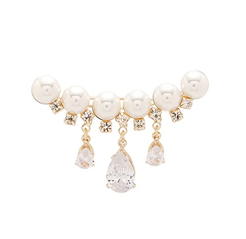 Pearl Brooch Sweater Shawl Clips Faux Rhinestone Pearls Brooch Safety Pin Lapel Pin Badge Dresses Clothing Accessories Jewelry