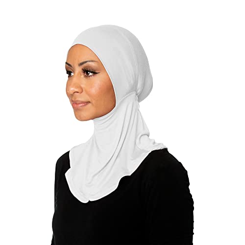 TheHijabStore.com Women's Ninja Hijab Under Scarf with Comfortable Elastic Neck Full Instant Coverage Bonnet Caps - color: White