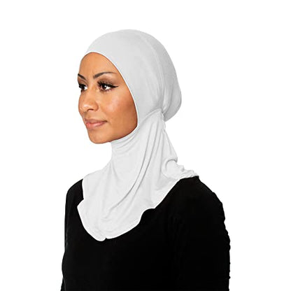 TheHijabStore.com Women's Ninja Hijab Under Scarf with Comfortable Elastic Neck Full Instant Coverage Bonnet Caps - color: White