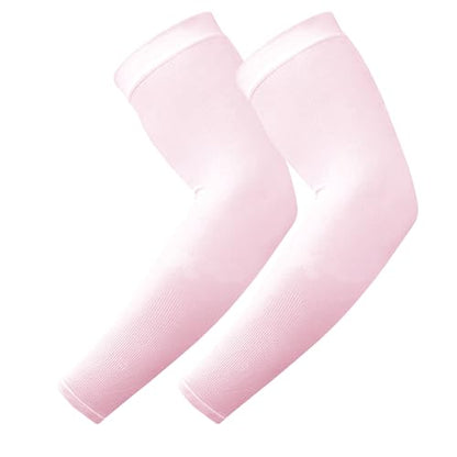 TZ Promise Women Men Sun UV Protection Arm Sleeves, Cooling Compression Arm Cover for Sports - color: Pink
