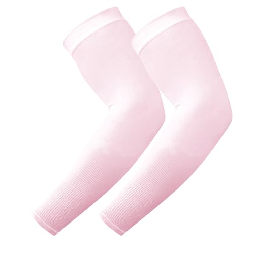 TZ Promise Women Men Sun UV Protection Arm Sleeves, Cooling Compression Arm Cover for Sports - color: Pink