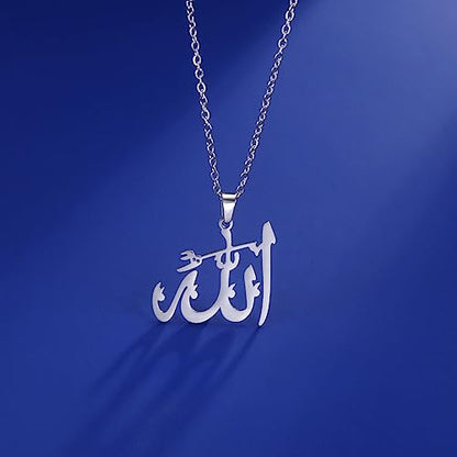 UNIFT Islamic Muslim Allah Layered Necklaces For Women Stainless Steel Charm Water Drop Heart Shape Allah Pendant Double Layer Necklace Islamic Jewelry - color: silver 3