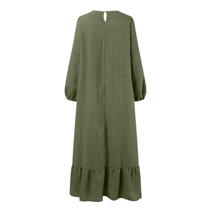 Prayer Dress for Women Muslim Spring Dress 2026 Casual Long Sleeve Flowy Maxi Wedding Guest Muslim Clothes - color: Green, size: XX-Large
