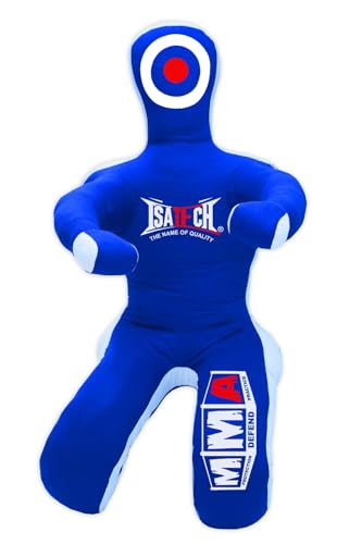 MMA Grappling Dummy, Training Punching Bag, Black and Red, Canvas Material, Sitting Position with Target - color: Blue, size: 6ft (72")