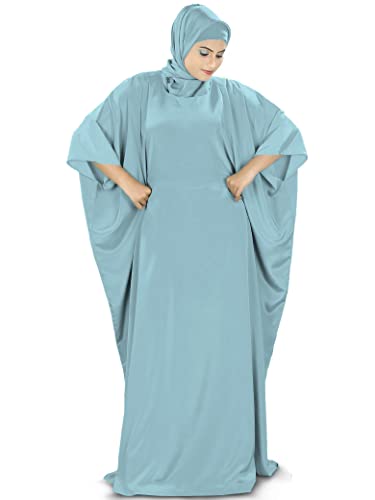 MyBatua Women's Kaftan, Free Size Abaya, Dubai Islamic Dress, Muslim Maxi KF-001 - color: Sky Blue