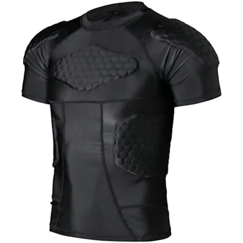 Men’s Football Padded Compression Shirt, Chest & Rib Protection | Built-in EVA padding helps absorb impact and protect the chest and ribs for football, baseball, basketball, paintball - size: X-Large