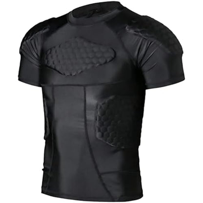 Men’s Football Padded Compression Shirt, Chest & Rib Protection | Built-in EVA padding helps absorb impact and protect the chest and ribs for football, baseball, basketball, paintball - size: X-Large