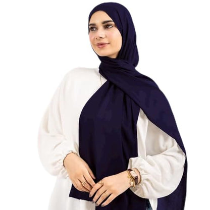 Non-see-through Premium Jersey Maxi Hijab Head Scarf Wrap for Muslim Women - color: Dark Blue