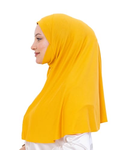 Prien Easy To Wear Hijab For Women, Muslim Instant Turban With Niqab, Islamic Clothes, Soft Scarf For Prayer, Abaya, Khimar - color: Deep Yellow