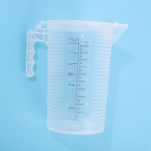 dPois Plastic Measuring Cup Thick Graduated Liquid and Dry Container Measuring with Handle Spout and Lid for Laboratory Kitchen Baking Transparent 1000ml - size: 1000ml
