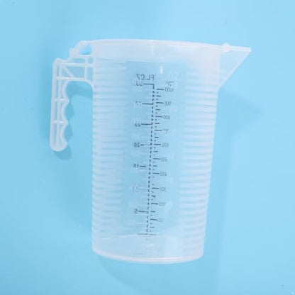 dPois Plastic Measuring Cup Thick Graduated Liquid and Dry Container Measuring with Handle Spout and Lid for Laboratory Kitchen Baking Transparent 1000ml - size: 1000ml