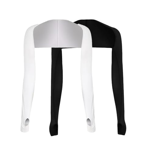 Cooling Shawl Arm Sleeves for Women Men, Breathable Sun Protection Anti UV Arm Sleeves for Outdoor Sports - color: Black White