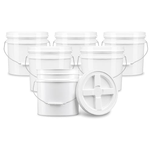 ePackageSupply 3.5 Gallon Bucket, Food-Grade w/Lid, BPA-Free, White,6 Packs | Airtight Gamma Seal Screw-On Lid, Heavy-Duty 90 Mil HDPE Plastic, Food Safe and Durable Container, Bulk Storage, Made in USA - color: White, size: 6 Packs