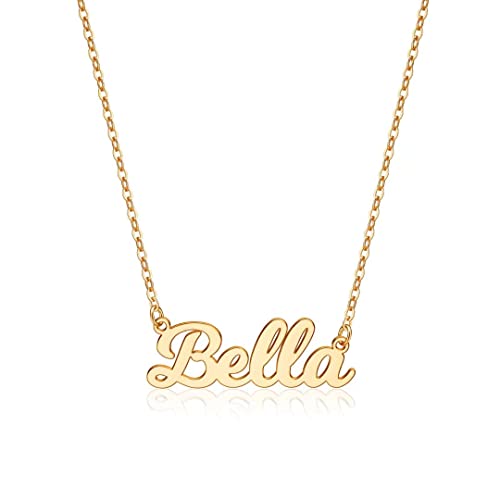 Ursteel Custom Name Necklace Personalized, 14K Gold Plated Personalized Name Necklace Dainty Name Plate Necklace Jewelry Personalized Gifts for Women - style: Bella