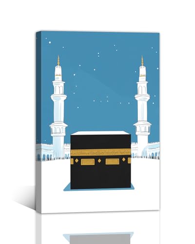 Islamic Wall Art Islam Kaaba Wall Decor Mecca Mosque Canvas Prints Mosque Muslim Painting for Bedroom Lounge Home Office Framed Decor（Artwork-2,16x24inch (40x60cm) - color: Artwork-2, size: 16x24inch (40x60cm)