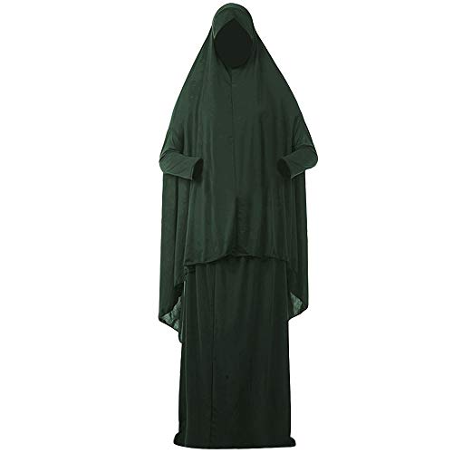 여성용 투피스 무슬림 기도 드레스 히잡 스카프 이슬람 아바야 전체 길이 드레스 - color: 초록색., size: 2-Medium