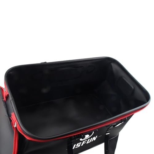 Collapsible EVA Fishing Bucket with Mesh Cover, Portable Live Bait Tank for Sea Fishing Camping Hiking, Foldable Fish Storage Box with Shoulder Strap, Black 30cm - color: 40cm